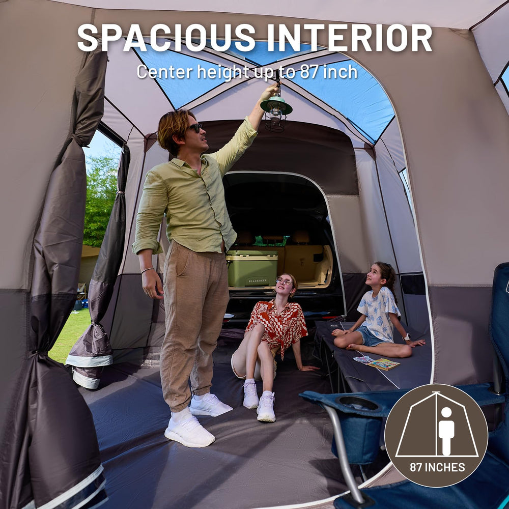 Timber Ridge SUV tent integrated awning for shade and dry entry