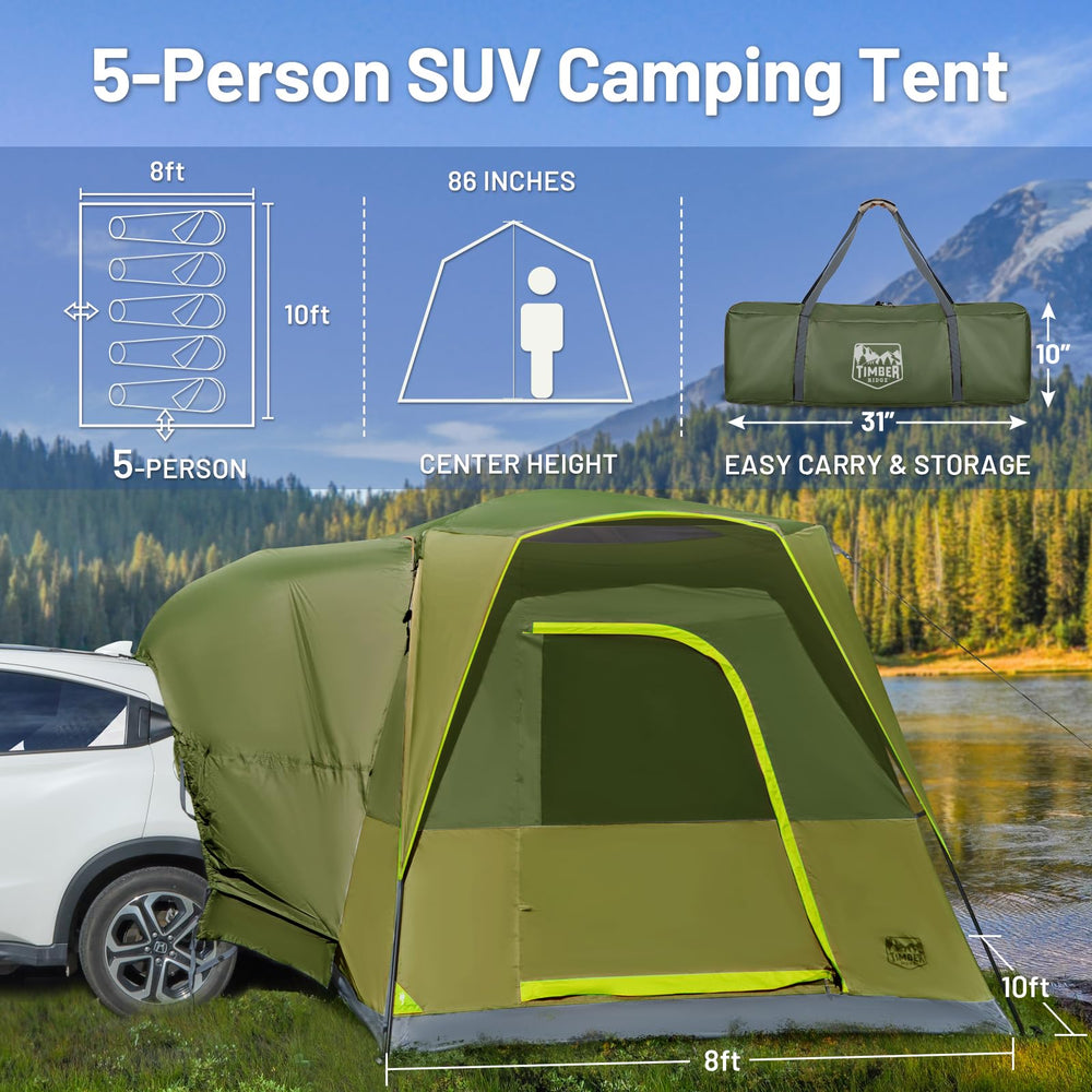 Interior of TIMBER RIDGE SUV Tent showing five-person sleeping area