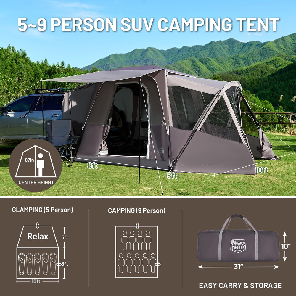 Timber Ridge SUV tent PU2000 fabric blocks rain and wind