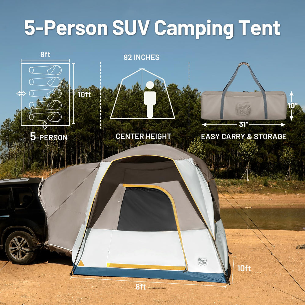 TIMBER RIDGE SUV Tent trunk connection provides seamless shelter and dry gear access.