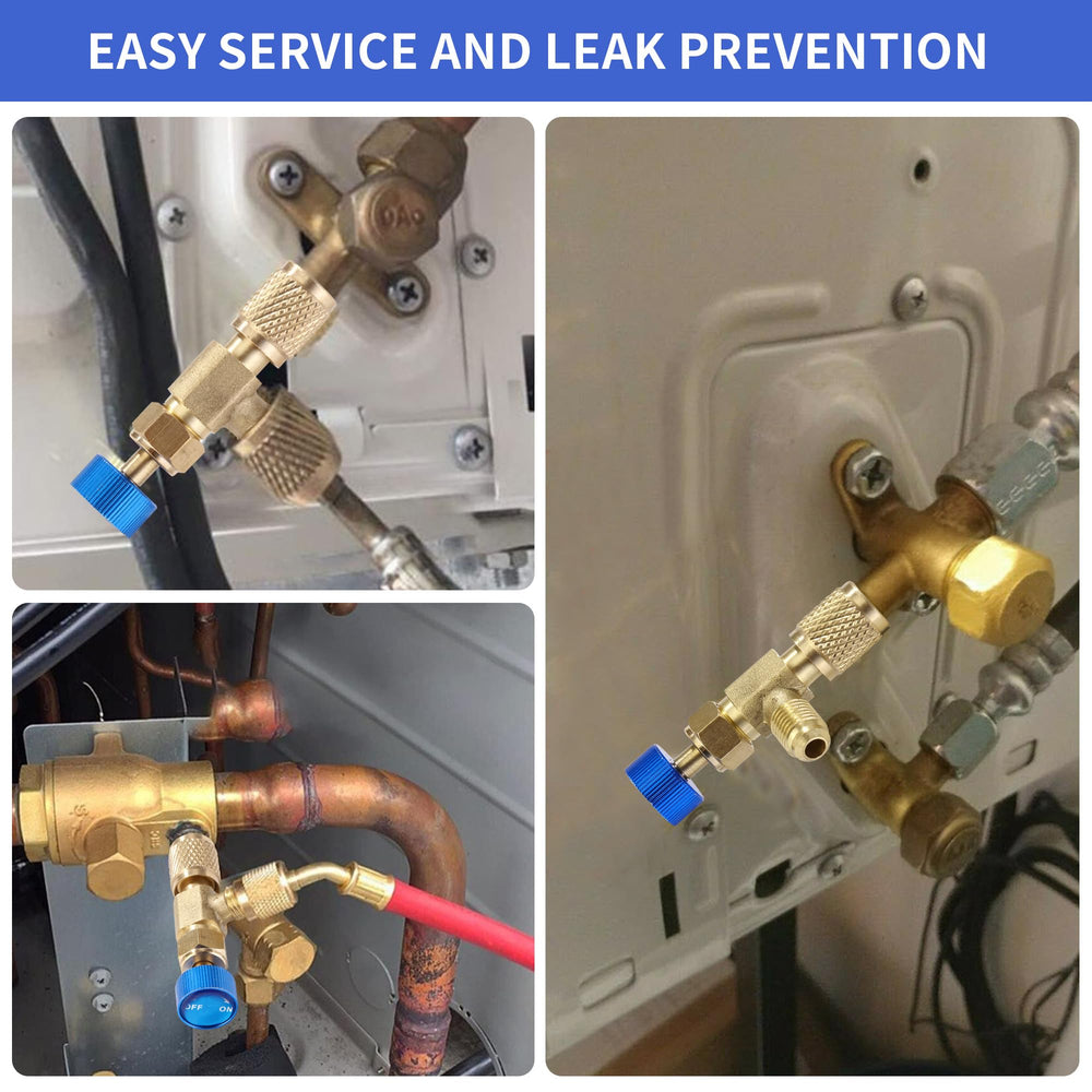 Timsec valve connected to charging hoses for safe maintenance