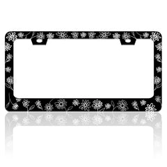 TINALUIN black and white daisies license frame adds floral flair to your license plate