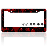 TINALUIN blood-spatter license plate frame in stainless steel with bold design.