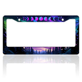 TINALUIN Moon Phases Aurora Forest license frame showcases celestial design for stylish car decoration.
