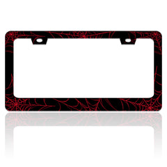 TINALUIN red spider web license plate frame front view with cobweb design enhances personalization