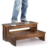 Tinamo 25-inch acacia bed steps assembly: sturdy setup for high beds.