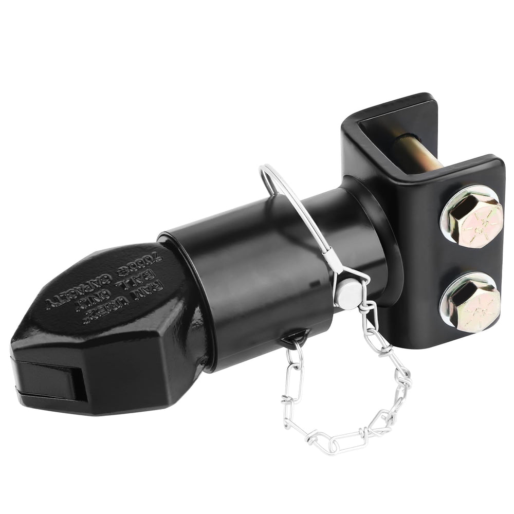 Tinivalee 2-inch channel-mount adjustable coupler shown in height-adjusted position for level towing.