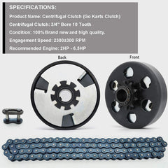 Go Kart mini bike clutch assembly by TIOIT COEME with chain included