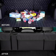Backseat hanging organizer by Tioollev attached to headrest for steady storage