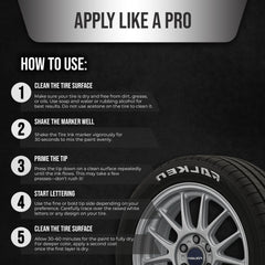 Tire Ink White Tire Paint Pen waterproof-test highlights car wash durability