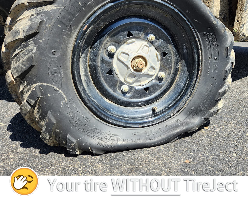 TireJect off-road bead leak sealing with sealant and fibers