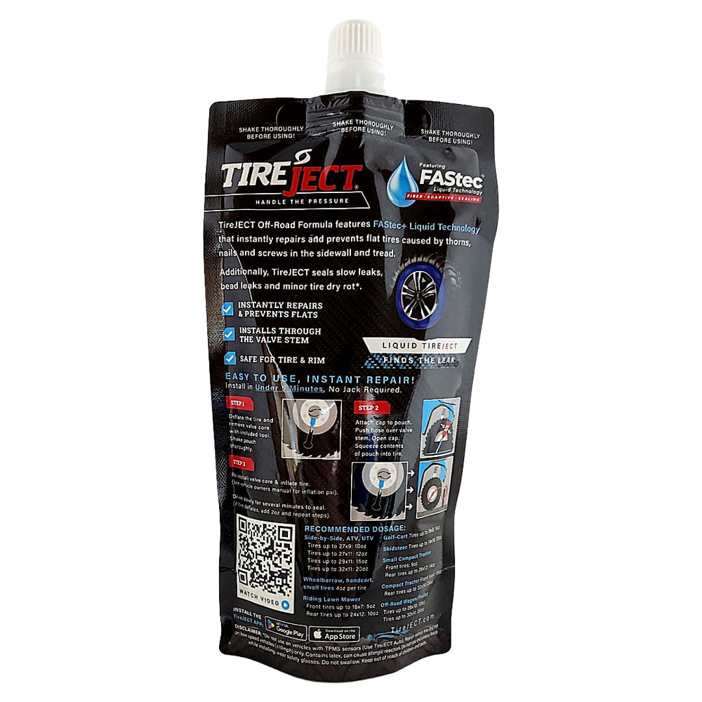 TireJect recycled tire particles and aramid fibers provide a durable sealing composite.