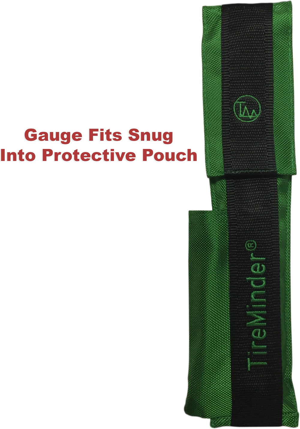 TireMinder gauge featuring front flashlight and ergonomic grip for comfortable use.