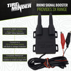 TireMinder i10 uses Rhino booster for strong signal and reliable alerts.