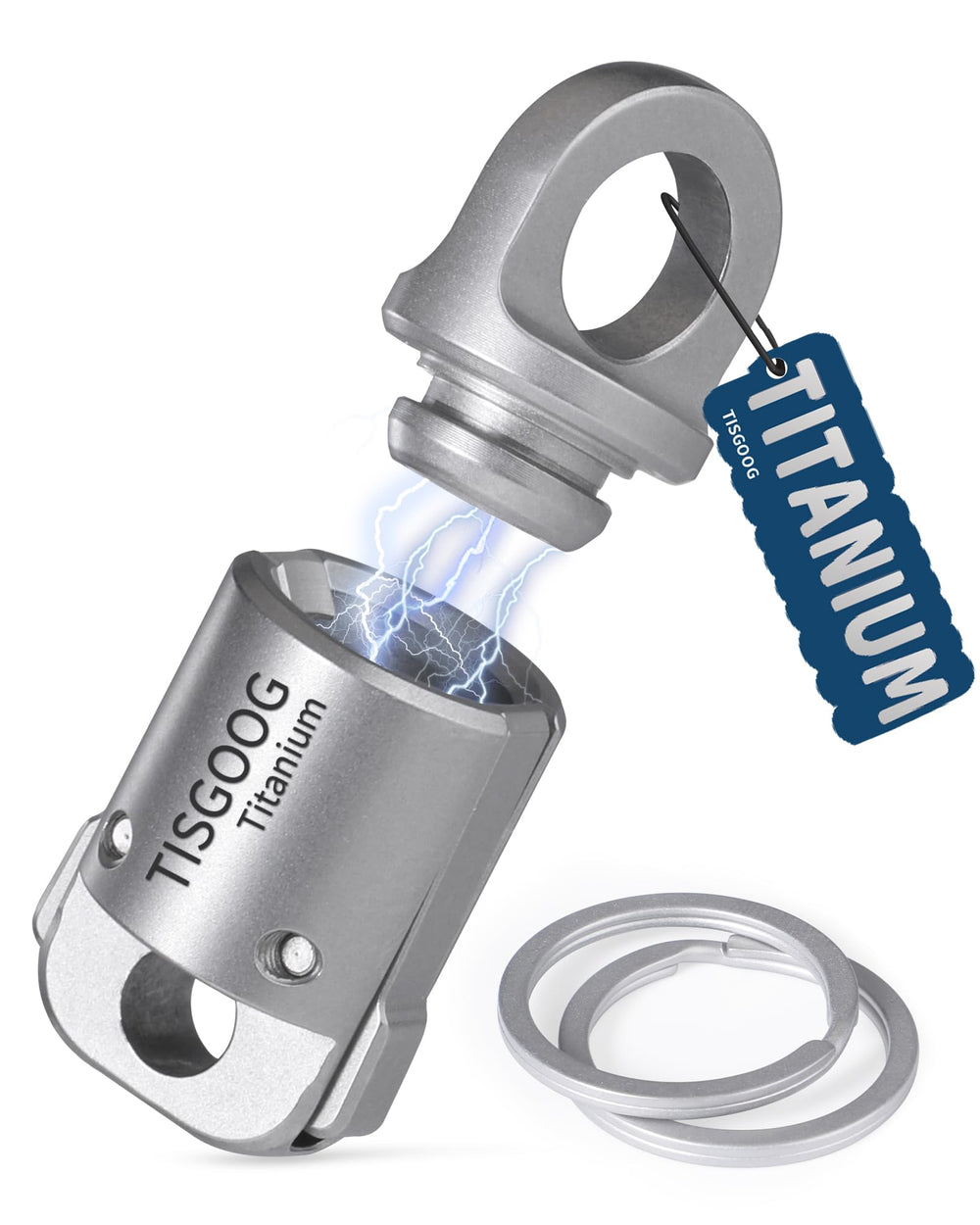 TISGOOG magnetic quick release keychain titanium body close-up for secure keys