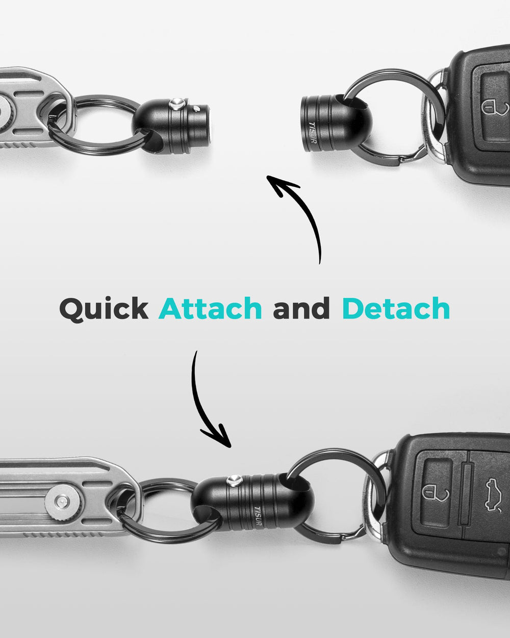TISUR detachable keychain rings organize keys on the go.