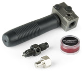 Titan 51535 tool in use demonstrates precise inverted 45-degree flare on 3/16-inch tubing.