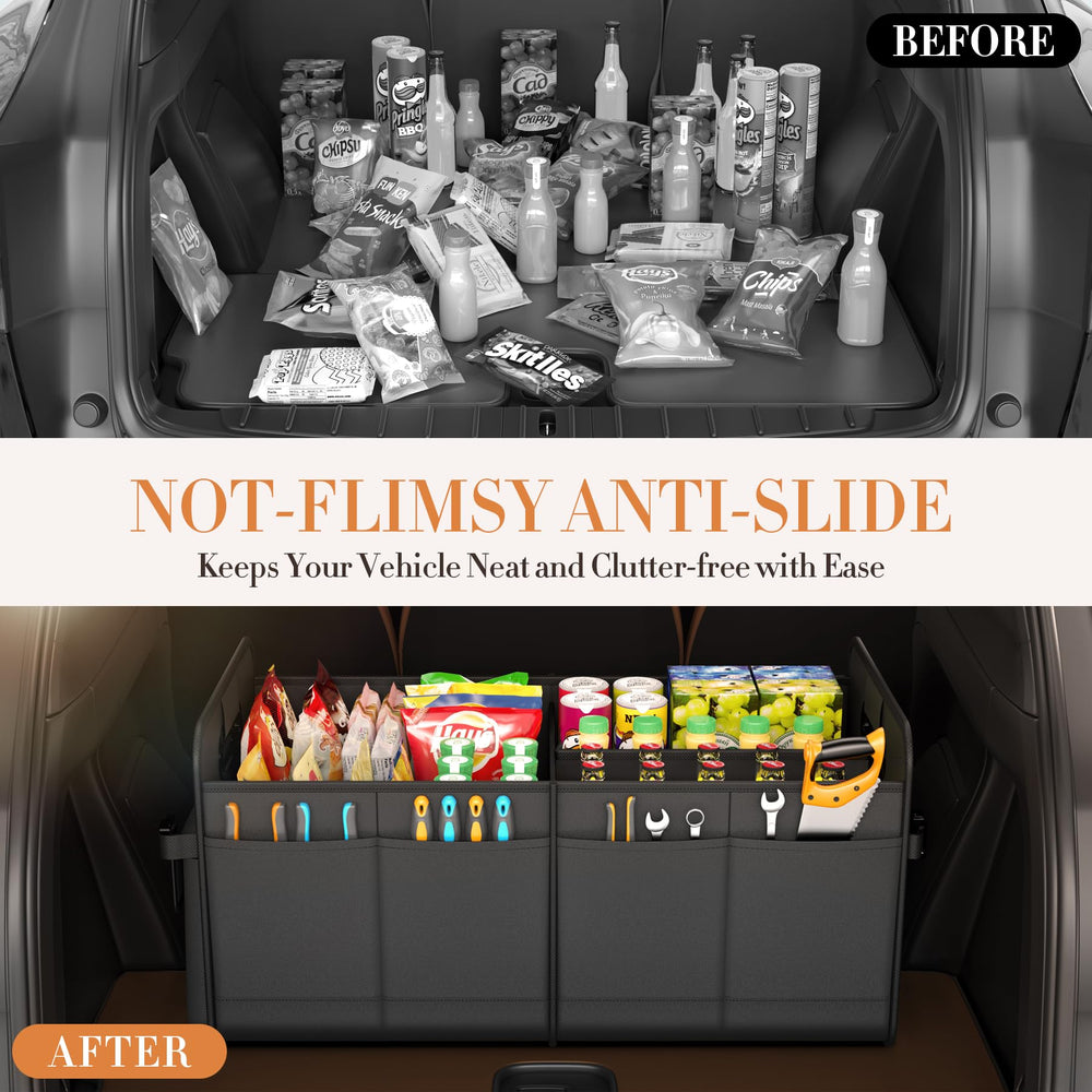 titiyiof trunk organizer anti-slip base stays in place on uneven surfaces.