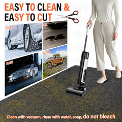 TIXANF garage floor mat is easy to clean with vacuum or hose.