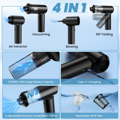 Tkkich foldable 90-degree vacuum shown for easy reach under seats.