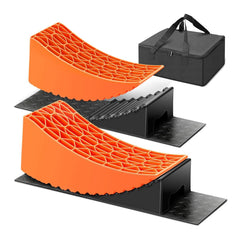 Tlaleikejia RV leveling blocks with curved levelers for stable parking on uneven ground