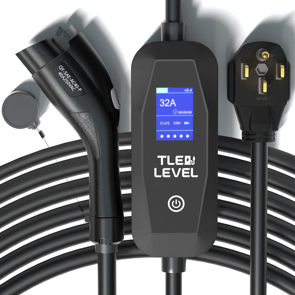 TLE LEVEL EV Charger 40A portable unit for fast home charging.