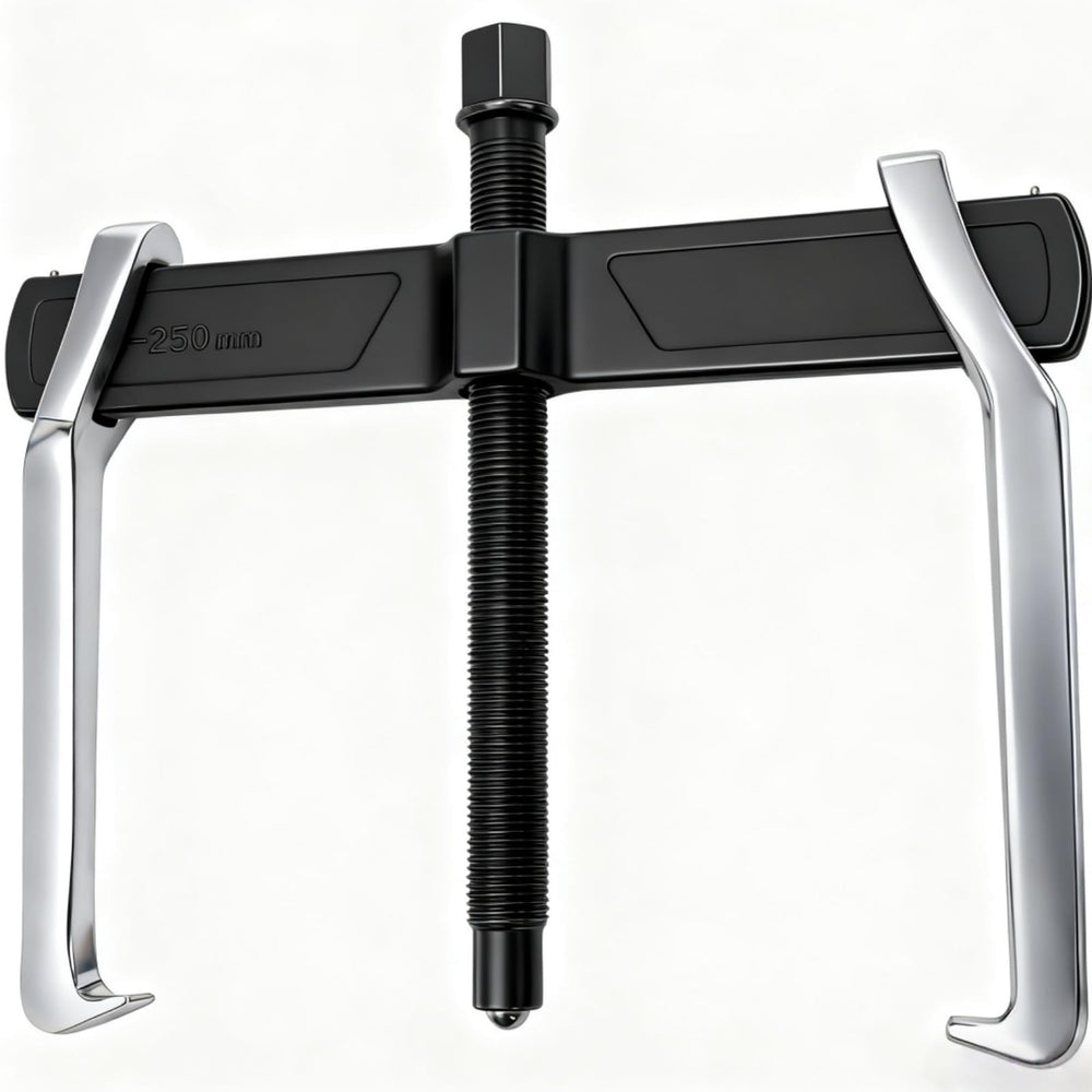 Tlence 2-Jaw Gear Puller front view ready for precise bearing removal on a flywheel