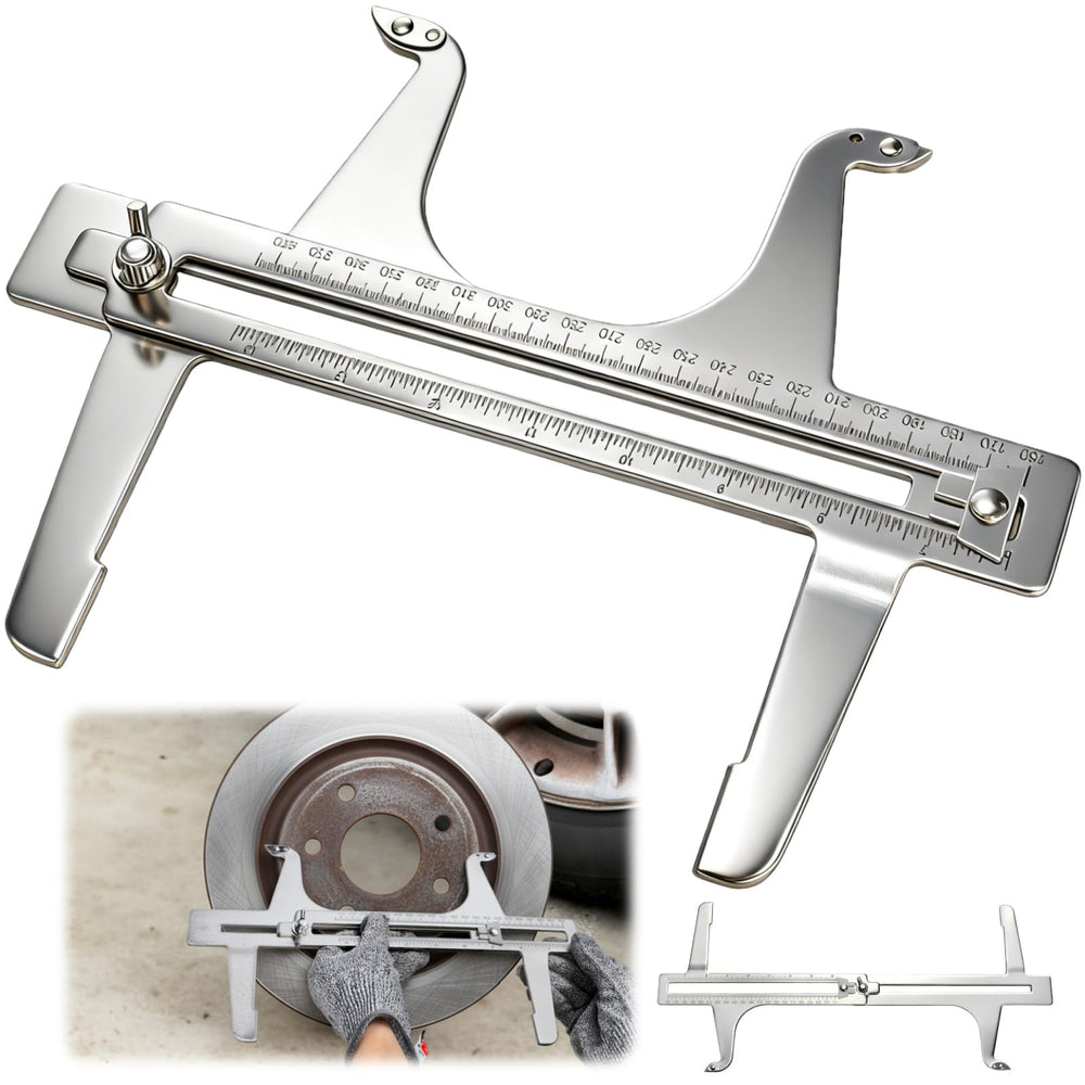 Tlence brake resetting gauge showing inside jaws for precise drum inner diameter measurements.
