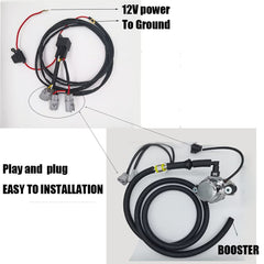 TMaster packaging contents show pump, tubing, harness, and mounting hardware.