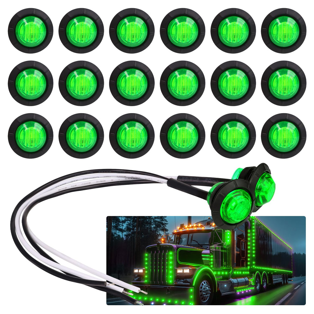 TMH 20pcs 3-4 inch green LED side-marker light for universal 12V vehicles.