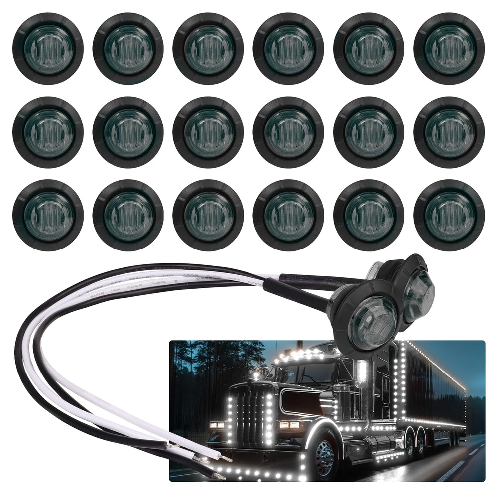 TMH smoked-lens round marker front view delivers reliable 12V illumination for trailers and trucks.
