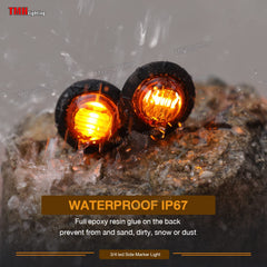 TMH trailer marker light installed on vehicle highlights enhanced nighttime visibility.