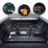 TN TrunkNets 3-pocket elastic trunk cargo net keeps Hyundai Santa Cruz cargo organized
