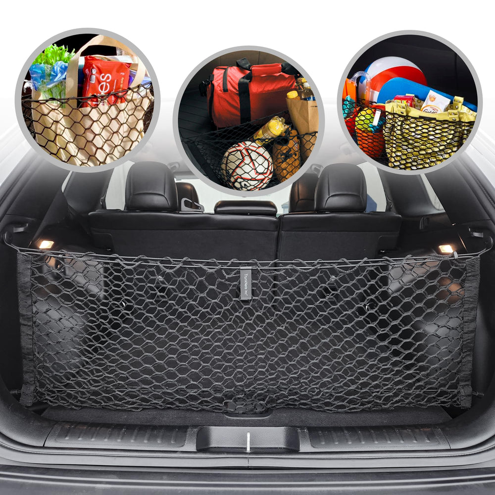 TN TrunkNets envelope-style trunk net in Jeep Cherokee front view keeping cargo organized