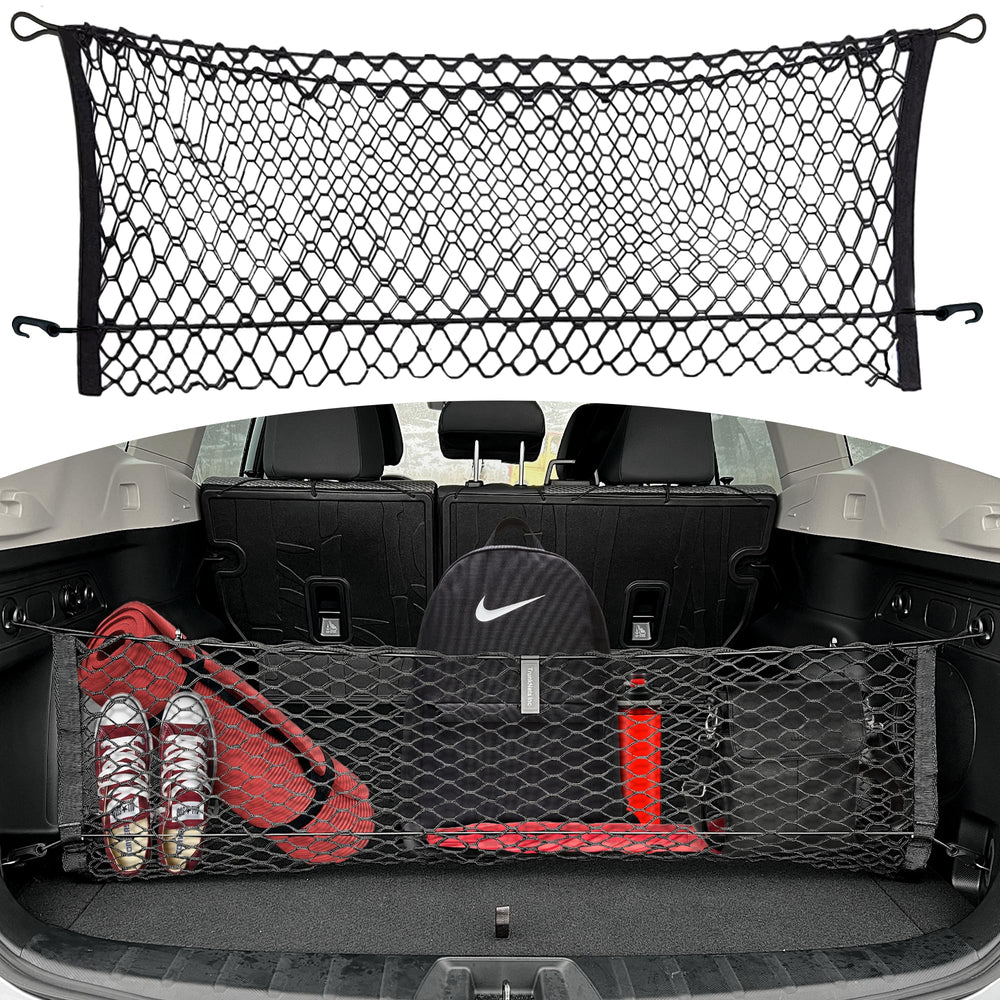 TN TrunkNets cargo net in Subaru Forester trunk, quick setup for secure storage.