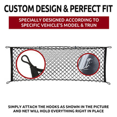 TN TrunkNets hammock design cargo net offers durable elastic storage