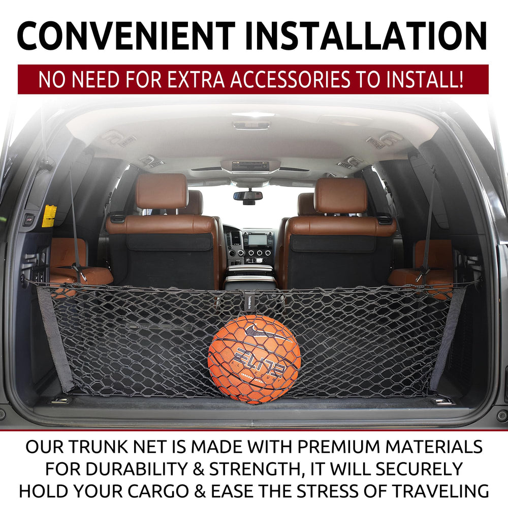TN TrunkNets premium trunk organizer in a Sequoia trunk