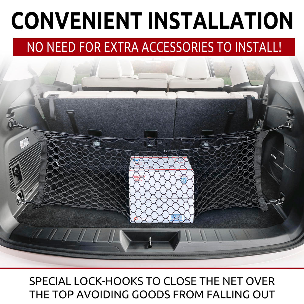 TN TrunkNets trunk net installation using upside-down hooks for quick setup