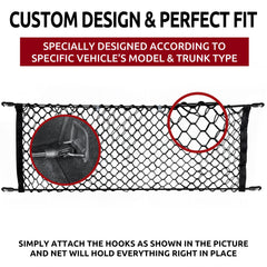 Volvo XC60 trunk mesh storing sports gear without sagging