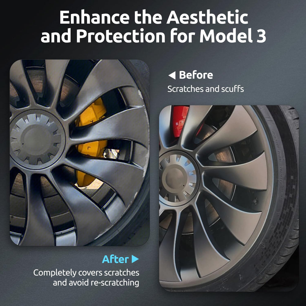 TNIRV hubcap integration with Model 3 wheels delivers a seamless, scratch-free finish.