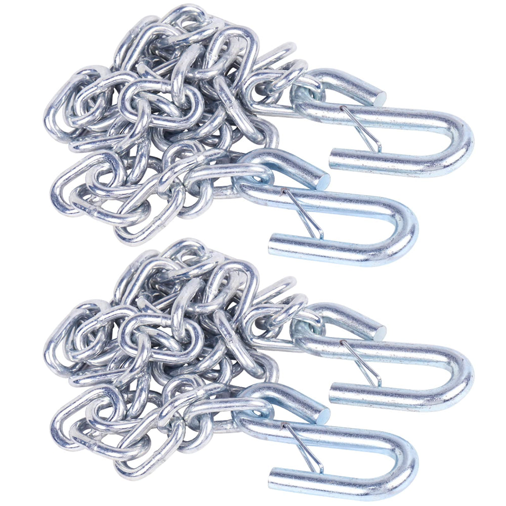 Tnyeobae trailer safety chain with dual spring hooks for secure towing.