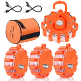 Tobfit rechargeable LED road flare close-up, bright signal for roadside safety.