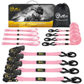 TOBUMO 4Pcs ratchet tie down straps 16ft pink securing cargo on trucks