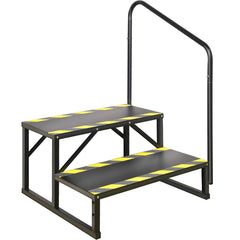 TOCRETOARE RV Steps with Handrail, side view, provides stable support for easy entry.