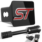 TOEASYTY ST Logo hitch cover installed on a 2-inch receiver, chrome look.