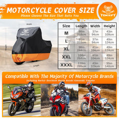 Tokept cover's waterproof material keeps the motorcycle dry during heavy rain.