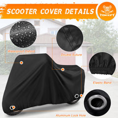 TOKEPT Scooter Cover shows windproof buckles for secure outdoor use.