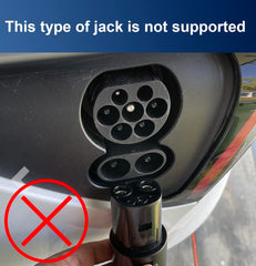 TOKREAL J1772 adapter in use with Tesla Model 3 showing extended charging options.