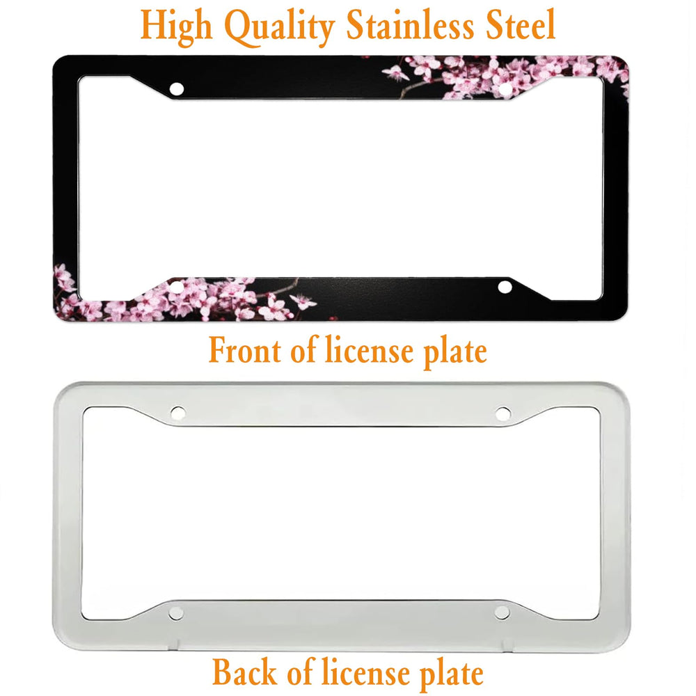 Gift-ready Tomalillin cherry blossom license frame set of two