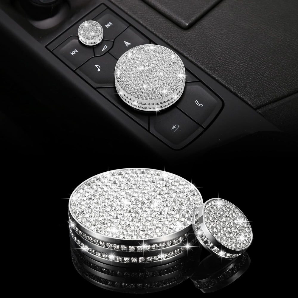 TOMALL Bling knob cover on Cadillac CT5 highlighting crystal accents.
